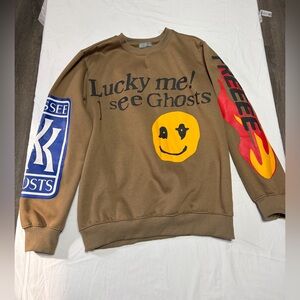 Lucky Me! I See Ghosts Brown Graphic Crewneck Sweater